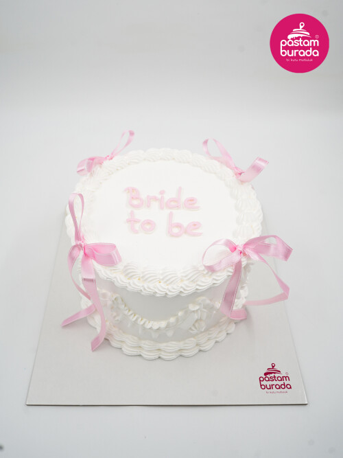 Pembe Kurdele Detay Naked Cake