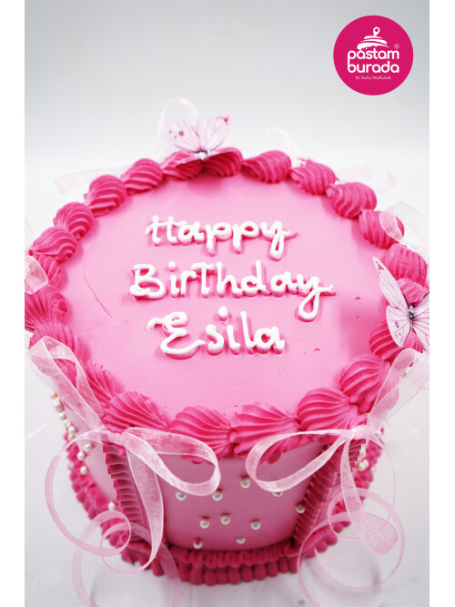 Pembe Kurdele Detay Pasta