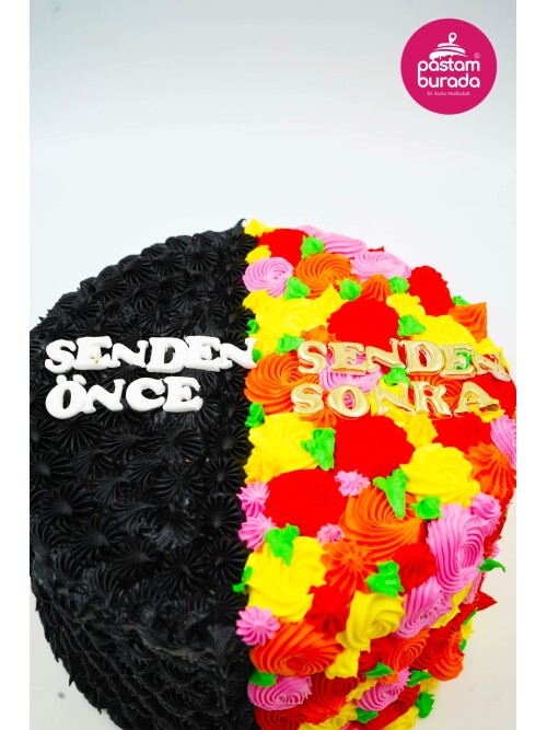 Renkli Ve Siyah Konsept Naked Cake