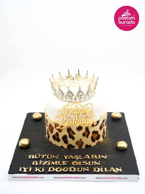 Taç Ve Leopar Detay Tasarım Pasta