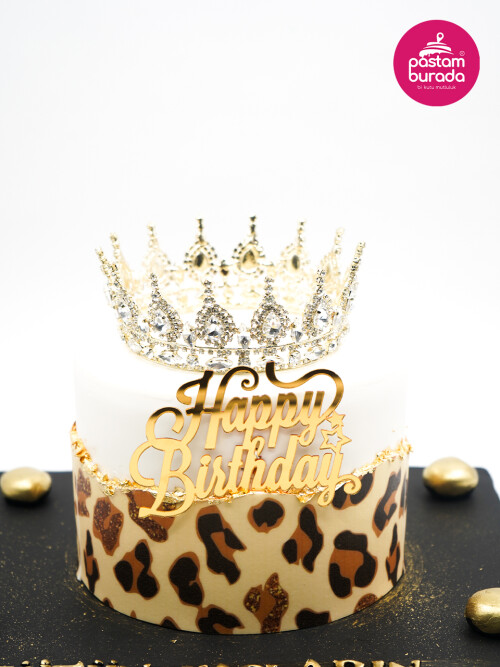 Taç Ve Leopar Detay Tasarım Pasta