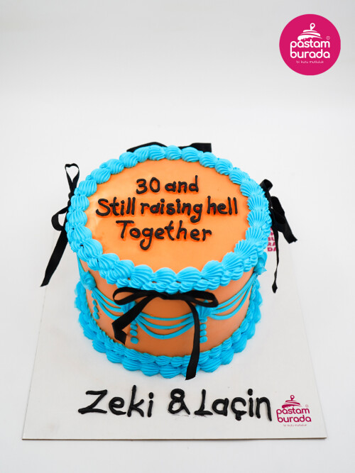 Turuncu Ve Mavi Detay Naked Cake