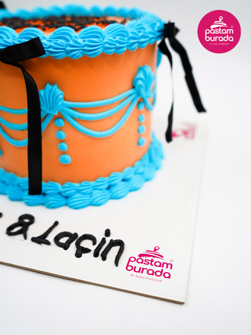 Turuncu Ve Mavi Detay Naked Cake