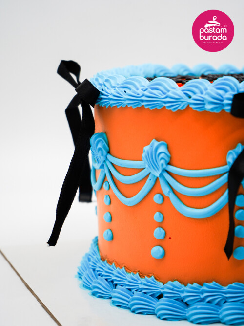 Turuncu Ve Mavi Detay Naked Cake