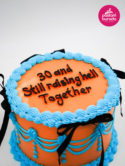 Turuncu Ve Mavi Detay Naked Cake