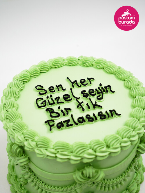 Yeşil İşleme Detay Naked Cake