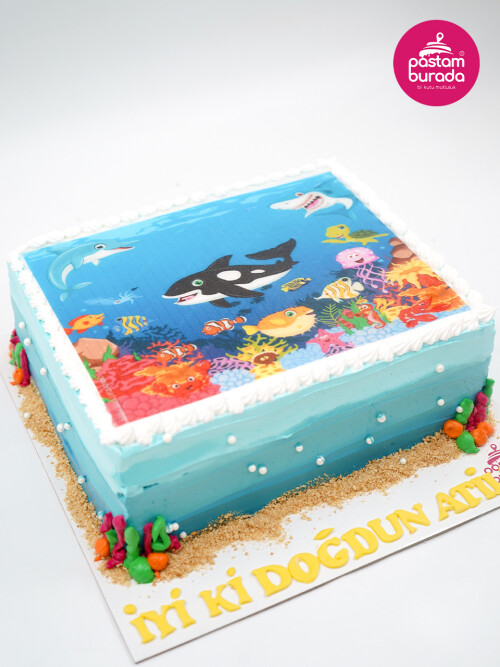 Deniz Canlıları Konsept Resimli Pasta