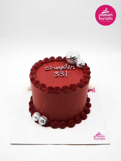 Disko Topu Detay Bordo Naked Cake