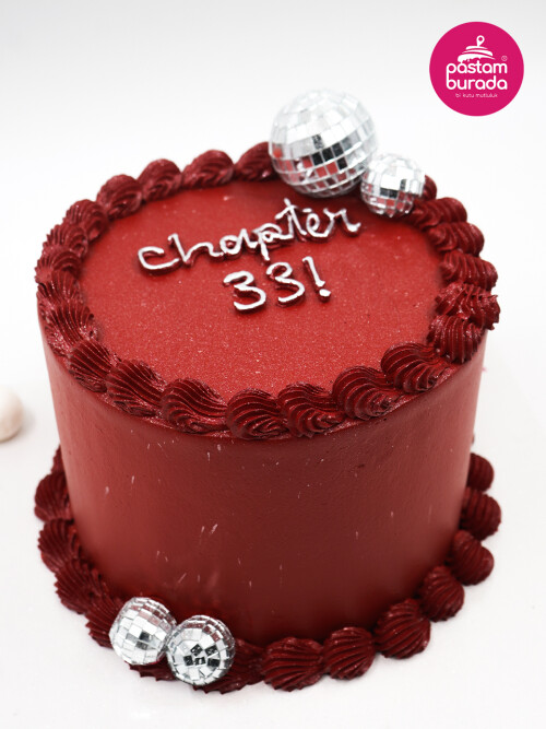 Disko Topu Detay Bordo Naked Cake