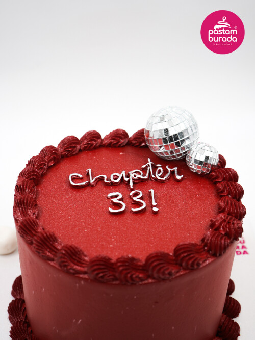 Disko Topu Detay Bordo Naked Cake