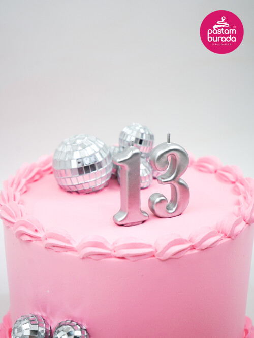 Disko Topu Detay Pembe Naked Cake