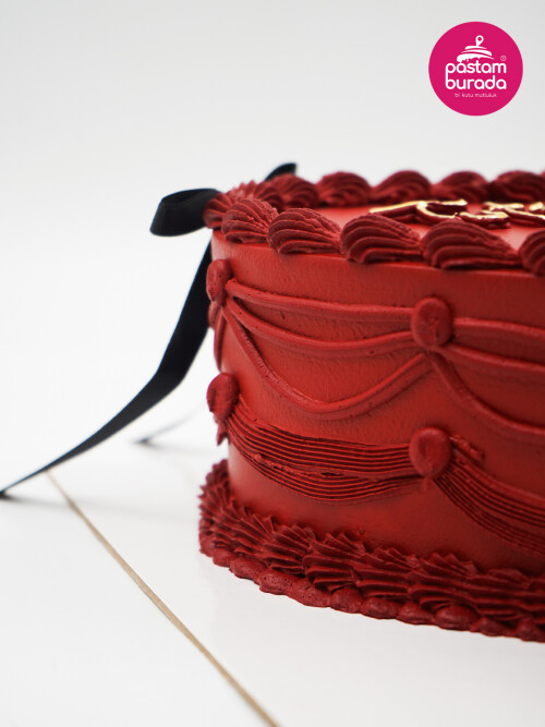 Kurdele Detay Bordo Naked Cake