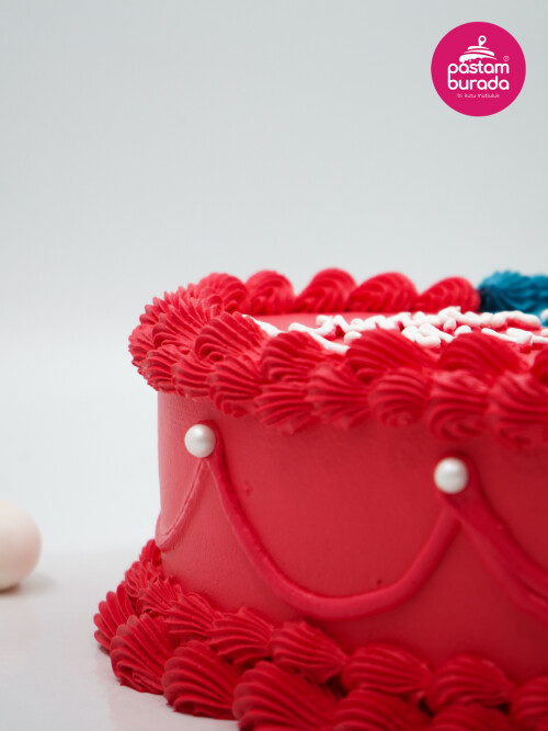 Pembe Ve Mavi Renk Naked Cake