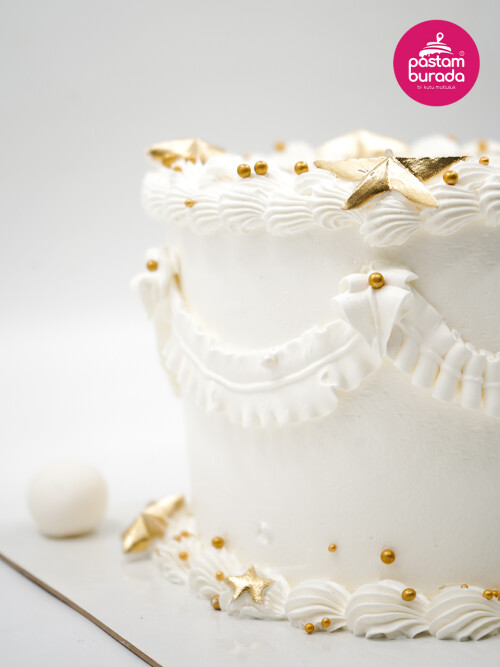Yıldız Detay Beyaz Naked Cake