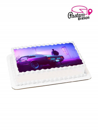 Araba Resimli Kare Pasta