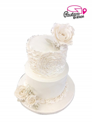 Beyaz Gül Nişan Pastası