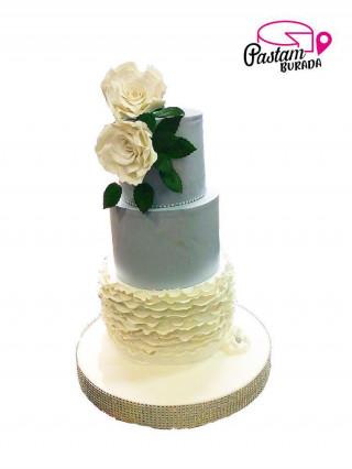 Beyaz Gül Nişan Pasta