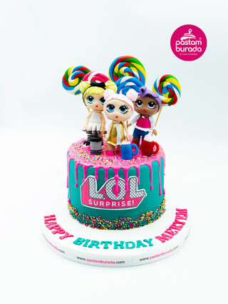 Çizgi Film Karakterli Kız Çocuk Figürlü Konsept Pasta