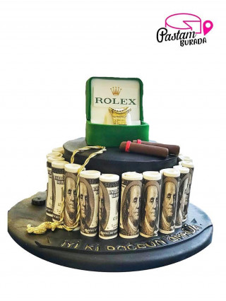 Dolar ve Saat Konseptli Pasta
