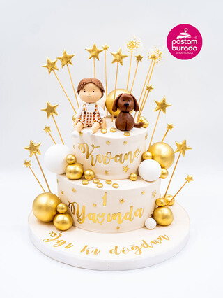 Erkek Çocuk Figür Köpek ile Konsept Pasta