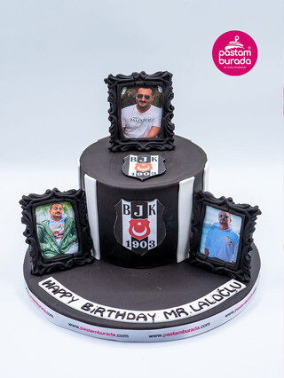 Kişisel Fotoğraflı Siyah Beyaz Pasta