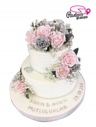 Renkli Gül Nişan Pastası