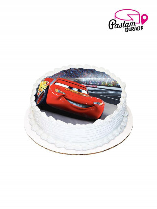 Şimşek McQueen Resimli Yuvarlak Pasta