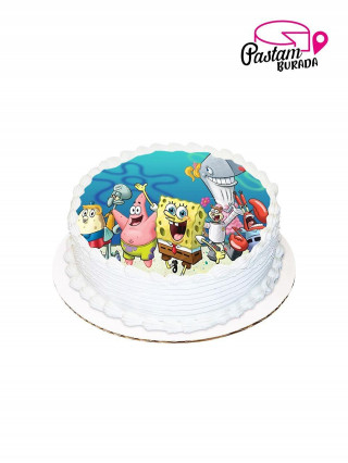 Süngerbob ve Arkadaşları Yuvarlak Resimli Pasta