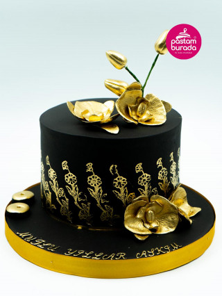 Yaldızlı Çiçek Model Konsept Doğum Günü Pastası