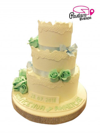 Yeşil Gül Nişan Pasta