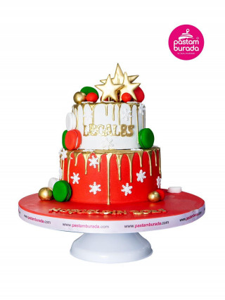 Yıldızlı Yılbaşı Konseptli Pasta