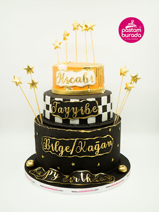 Gold Yıldızlı Butik Pasta