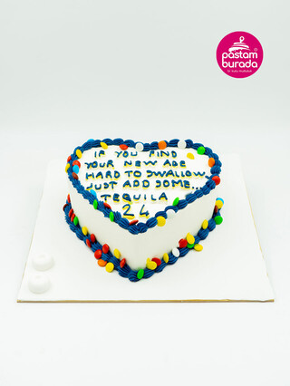 Kalp Bonibonlu Sıvama Pasta