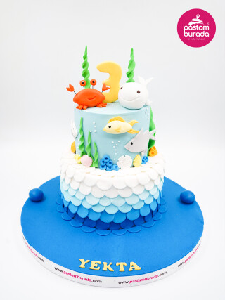 Balıklar Alemi Tasarım Pasta