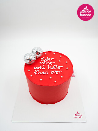 Disko Topu Detay Kırmızı Naked Cake