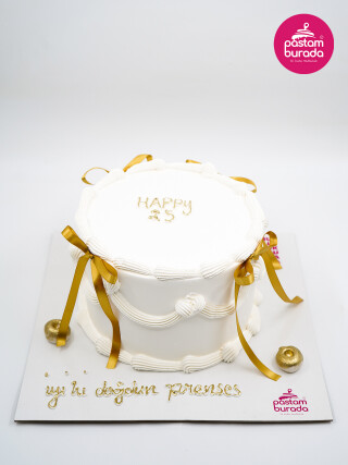 Gold Kurdele Detay Naked Cake