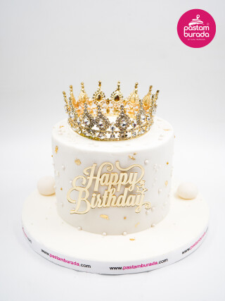 Gold Taç Detay Tasarım Pasta