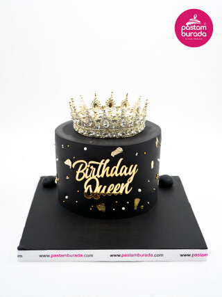 Gold Taç Detay Tasarım Pasta