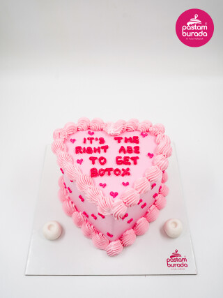 Kalp Detay Pembe Naked Cake