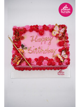 Kare Pembe Naked Cake