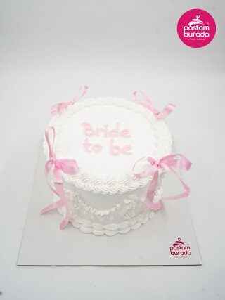 Pembe Kurdele Detay Naked Cake