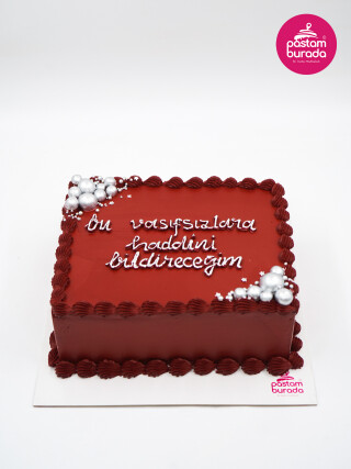Bordo Renk Kare Naked Cake