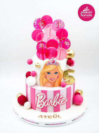 Çizgi Film Karakterli Pembe Tasarım Pasta