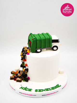 Çöp Kamyonu Tasarım Pasta