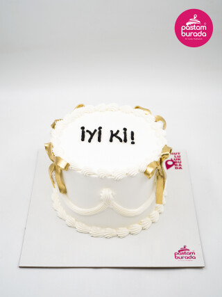 Gold Kurdele Detay Naked Cake