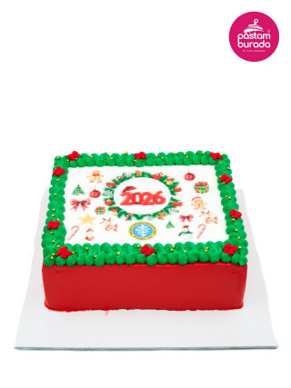 Marka Özel Yılbaşı Konsept Resimli Pasta