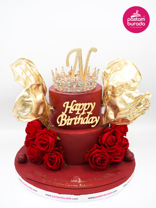 Taç Ve Gül Detay Tasarım Pasta